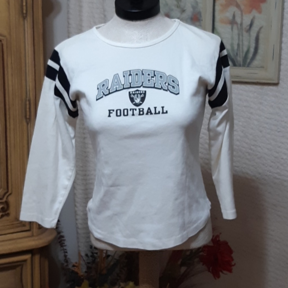 NFL RAIDERS Long sleeve Tshirt Cotton Womens Football Tee Sz Med